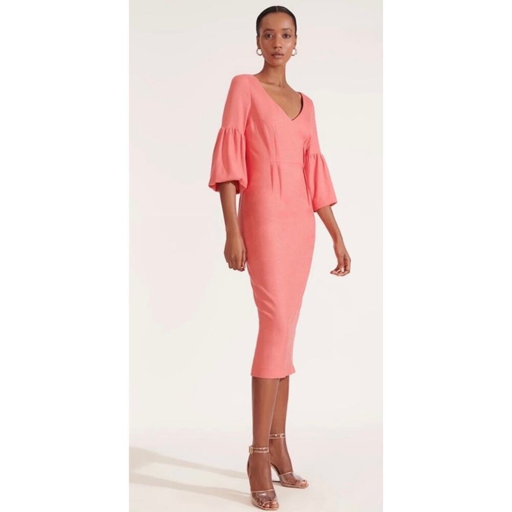 Veronica Beard Amalita Coral Pink Sheath Midi Dress Size 10 - Picture 2 of 15